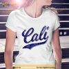 Cali California Baseball Sport Script Cursive Distressed Blue shirt