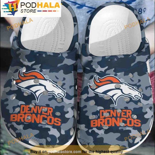 Camo Denver Broncos 3D Crocs Slippers, Funny Crocs