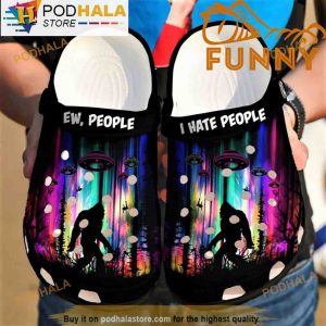 Camp Bigfoot 3D Crocs Ew People I Hate People, Funny Crocs