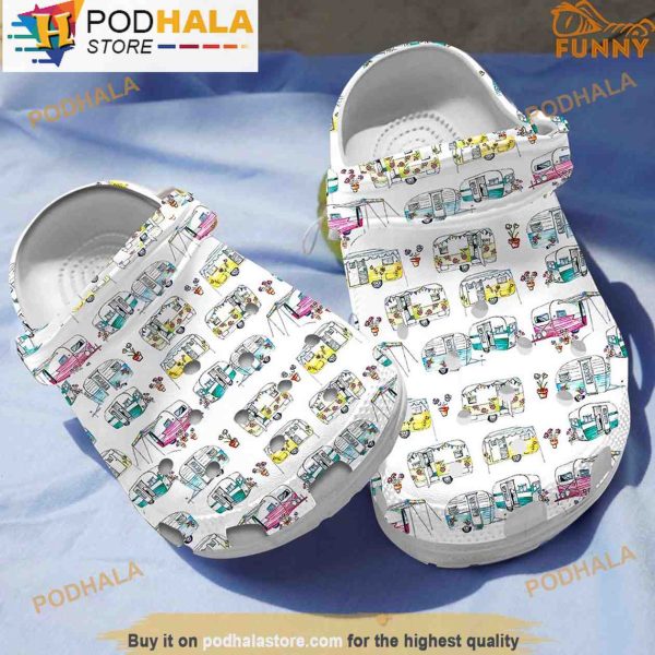 Camper Colorful Car 3D Crocs Crocband Shoes, Funny Crocs