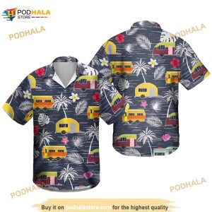 Camper Tropical Hawaiian Shirt, Camping Button Shirt