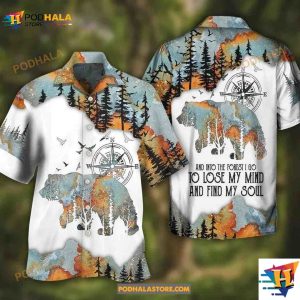 Camping Bear Hawaiian Shirt For Summer, Camping And Into The Forest Aloha Shirt