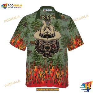 Camping Beer Hawaiian Shirt, Camping Sheriff Bear Drink Beer Aloha Unisex Shirt