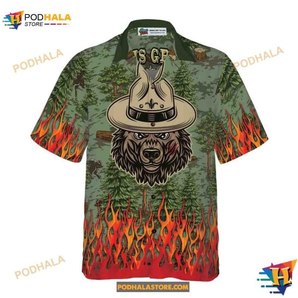 Camping Beer Hawaiian Shirt, Camping Sheriff Bear Drink Beer Aloha Unisex Shirt
