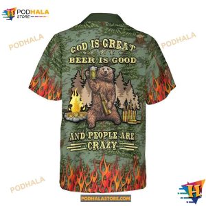 Camping Beer Hawaiian Shirt Camping Sheriff Bear Drink Beer Aloha Unisex Shirt 2