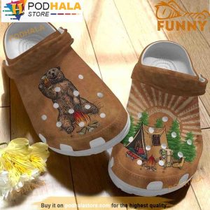 Camping Brown Bear 3D Crocs Crocband Shoes, Funny Crocs