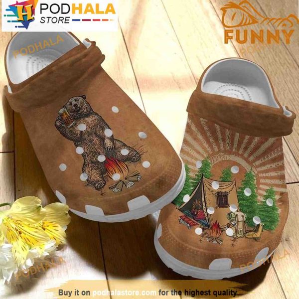 Camping Brown Bear 3D Crocs Crocband Shoes, Funny Crocs