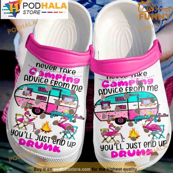 Camping Car Flamingo 3D Crocs, Funny Crocs