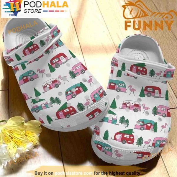 Camping Flamingo 3D Crocs Classic Clog Shoes, Funny Crocs