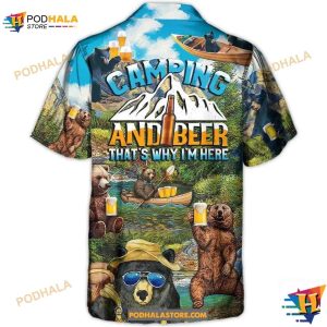 Camping Funny Bear Drinking Hawaiian Shirt For Summer Camping Beer Aloha Shirt 2