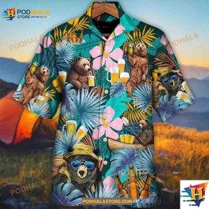 Camping Funny Bear Hawaiian Shirt For Summer Camping Without Beer Aloha Shirt 2
