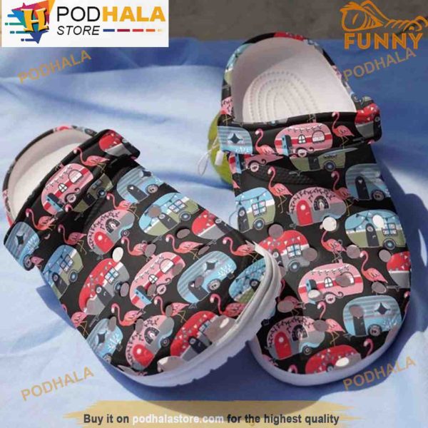 Camping Summer Flamingo 3D Crocs 2023, Funny Crocs