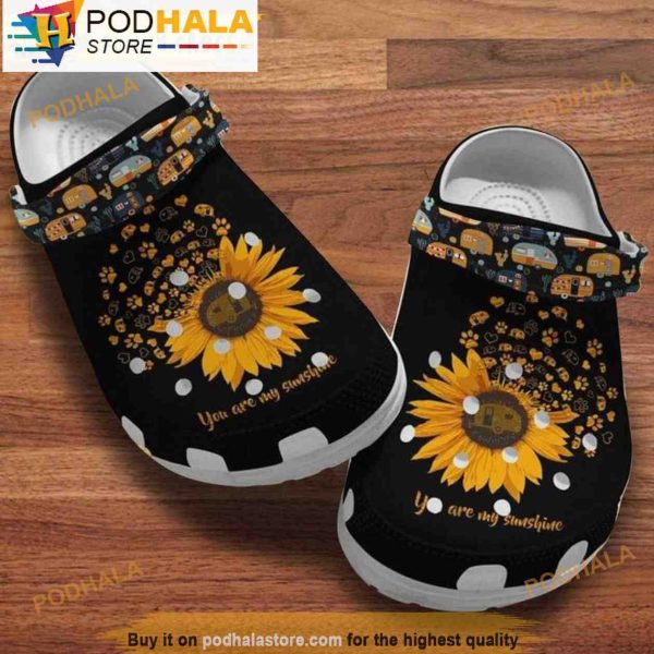 Camping Sunflower Dog 3D Crocs, Funny Crocs