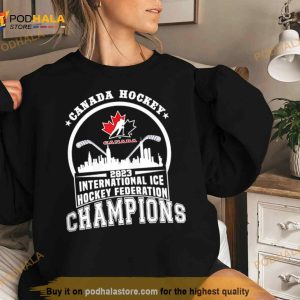Canada Hockey 2023 International Ice Hockey Federation Champions Skyline Shirt 2