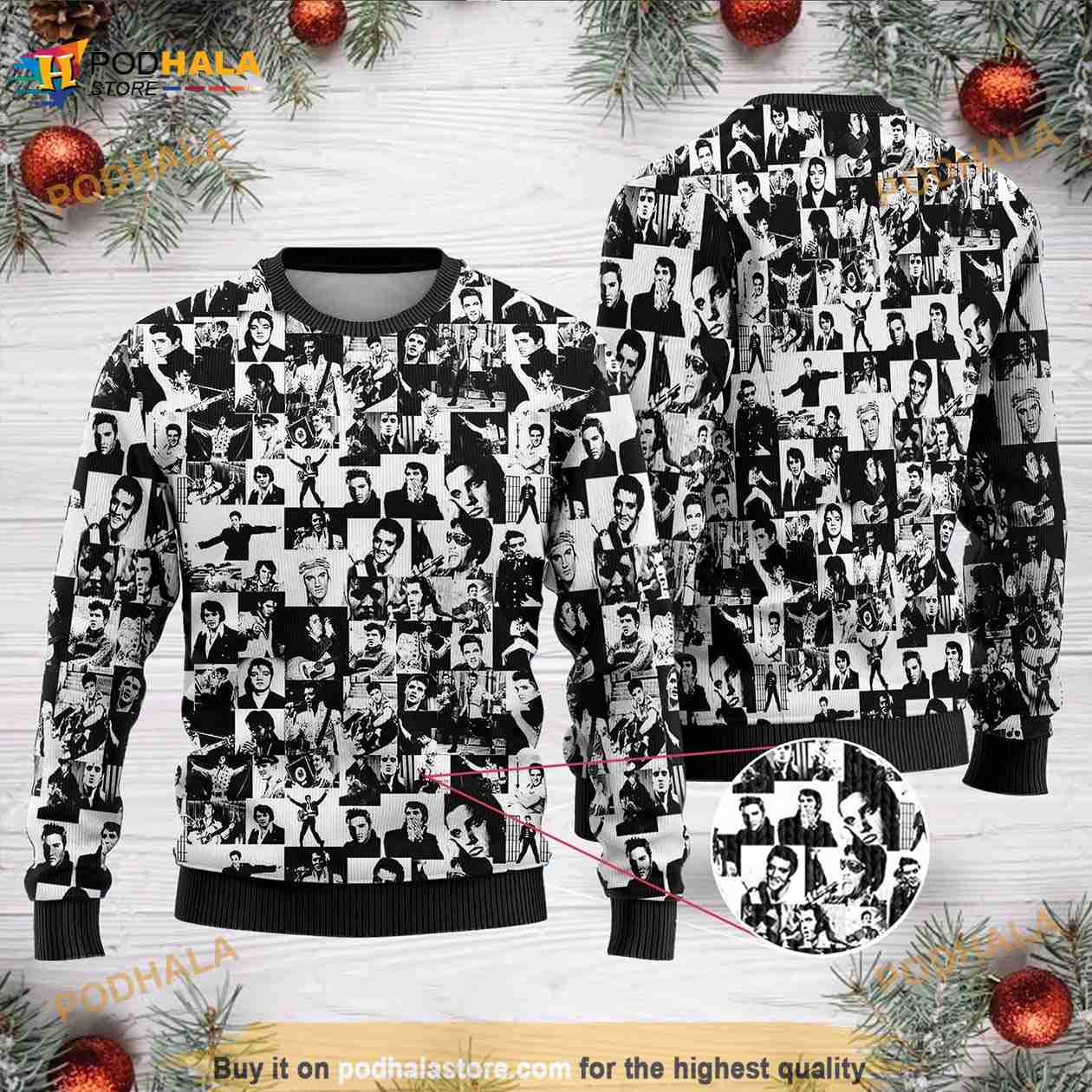 Elvis With Santa Christmas Ugly Christmas Sweater