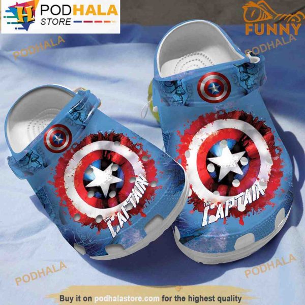 Captain America 3D Crocs Clog Shoes, Funny Crocs