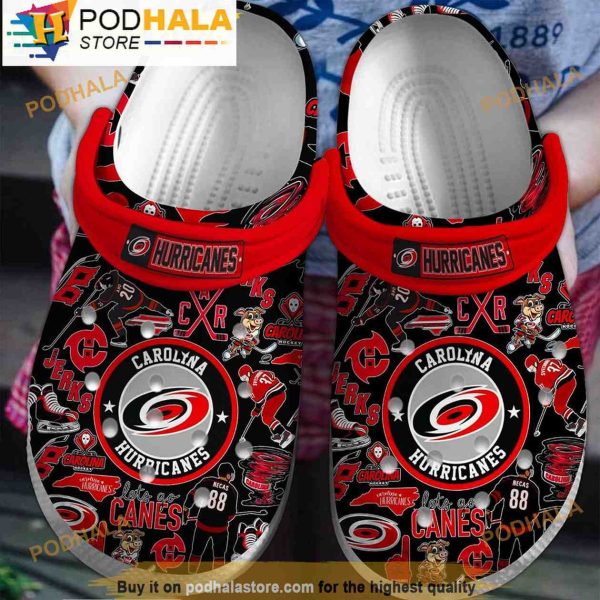 Carolina Hurricanes NHL Black 3D Crocs Clog Shoes, Funny Crocs