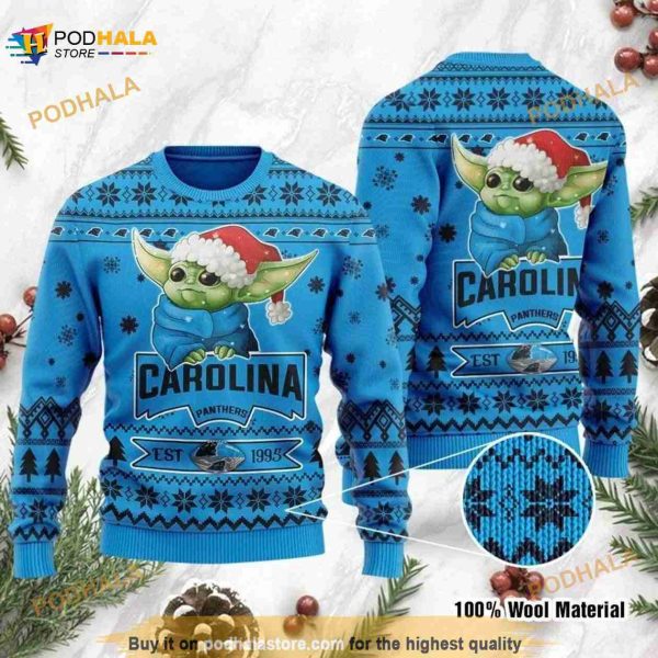 Carolina Panthers Ugly Sweater Baby Yoda Ugly Christmas Sweater