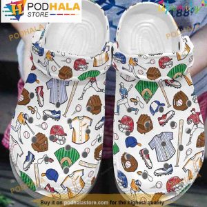 Cartoon Baseball Pattern 3D Crocs, Funny Crocs
