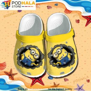 Cartoon Broken Wall Minion 3D Crocs, Funny Crocs