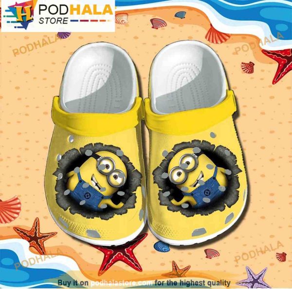 Cartoon Broken Wall Minion 3D Crocs, Funny Crocs