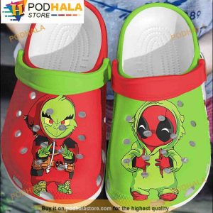 Cartoon Deadpool And Grinch 3D Crocs Clog Shoes, Funny Crocs
