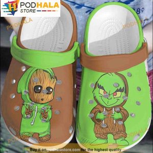Cartoon Groot And Grinch 3D Crocs Clog Shoes, Funny Crocs