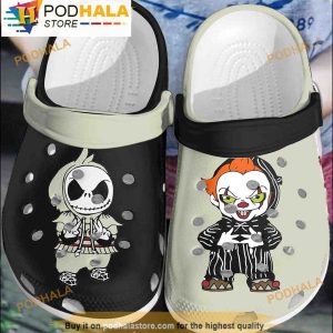 Cartoon Spooky Clown And Jack 3D Crocs, Funny Crocs