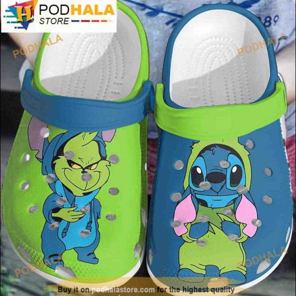 Cartoon Stitch And Grinch 3D Crocs, Funny Crocs