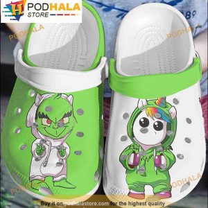 Cartoon Unicorn And Grinch 3D Crocs Clog Shoes, Funny Crocs