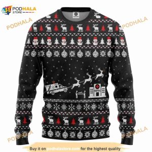 Casespring Paramedic Hospital Ambulance 3D Ugly Christmas Sweater