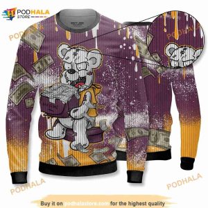 Cash Money 3D Splash Paint Ugly Christmas Jordan 1 Sweater 3D