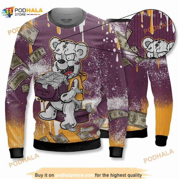 Cash Money 3D Splash Paint Ugly Christmas Jordan 1 Sweater 3D