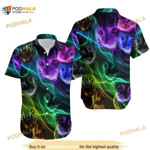 Cat Awesome Flash Neon Style Hawaiian Shirt