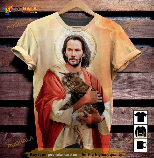Cat Funny Keanu Reeves Elegant Creative 3D Shirt