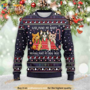 Cat Make Me Happ Meowy Xmas 3D Ugly Sweater