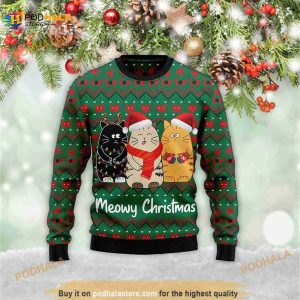 Cat Meowy Christmas Retro Christmas 3D Meowy Xmas 3D Ugly Sweater