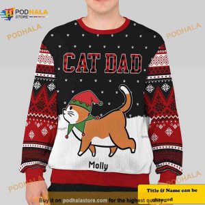 Cat Mom Dad Pattern Personalized All Over Print Ugly Sweater