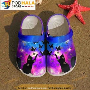 Cat Purple Butterfly 3D Crocs Adults, Funny Crocs