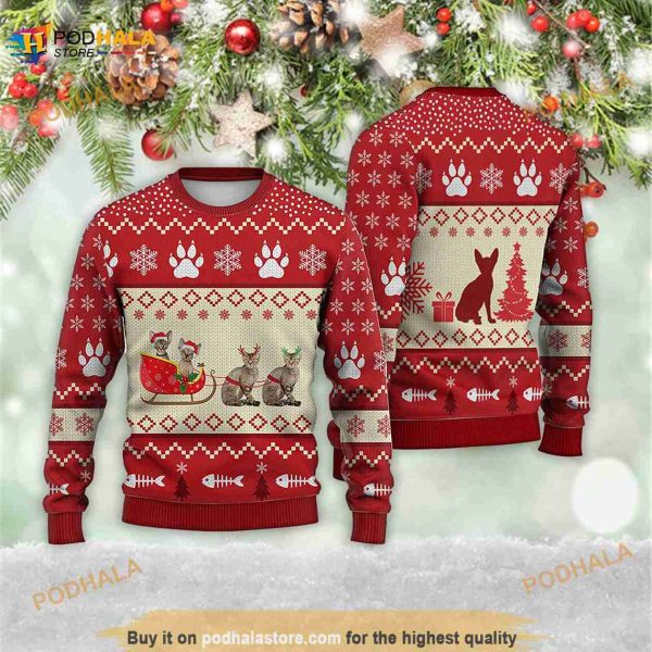 Cat Reindeer Christmas Meowy Xmas 3D Ugly Sweater