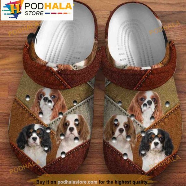 Cavalier King Charles Spaniel Leather Dog 3D Crocs, Funny Crocs