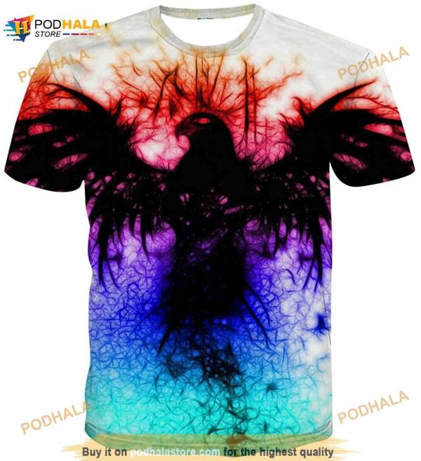 Cerbukt Men’s Cool Novelty Phoenix Graphic Printed 3D Shirt