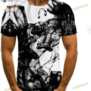 Cerbukt Men's Ink And Wash Creative Novelty Printing 3D Shirt