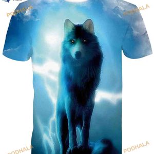 Cerbukt Men's Wolf Graphic Print With The Cool 3D Shirt