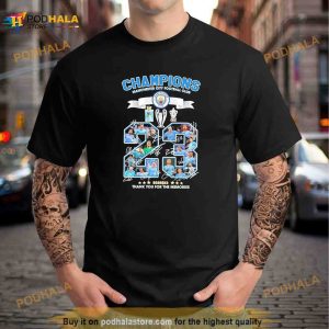 Champions Manchester City Football Club 2022 2023 Thank You For The Memories Signatures Shirt