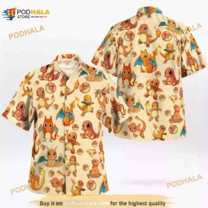 Charizard Breathes Fire Pokemon Hawaiian Shirt, Aloha Shirt For Men Women