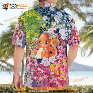 Charmander Summer Flowers Beach Pokemon 3d Funny Hawaiian Shirt 3