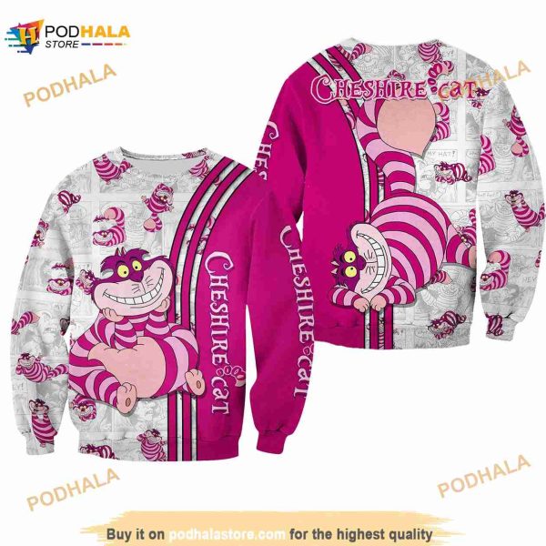 Chesire Cat Smile Comic Patterns Disney 3D Ugly Sweater