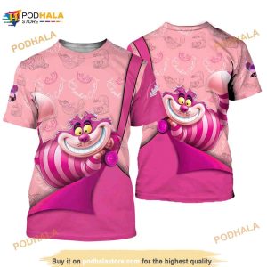 Chesire Cat Smile Pink Button Overalls Patterns Disney Outfits Unisex Casual 3D Shirt