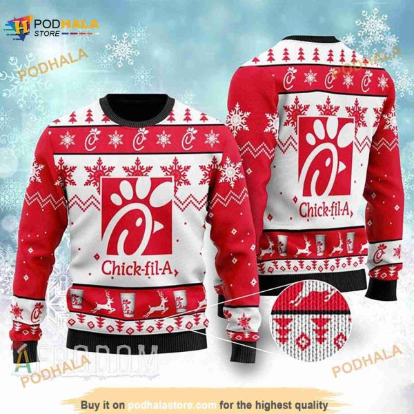 Chick-fil-a Christmas 3D Funny Ugly Sweater, Xmas 3D